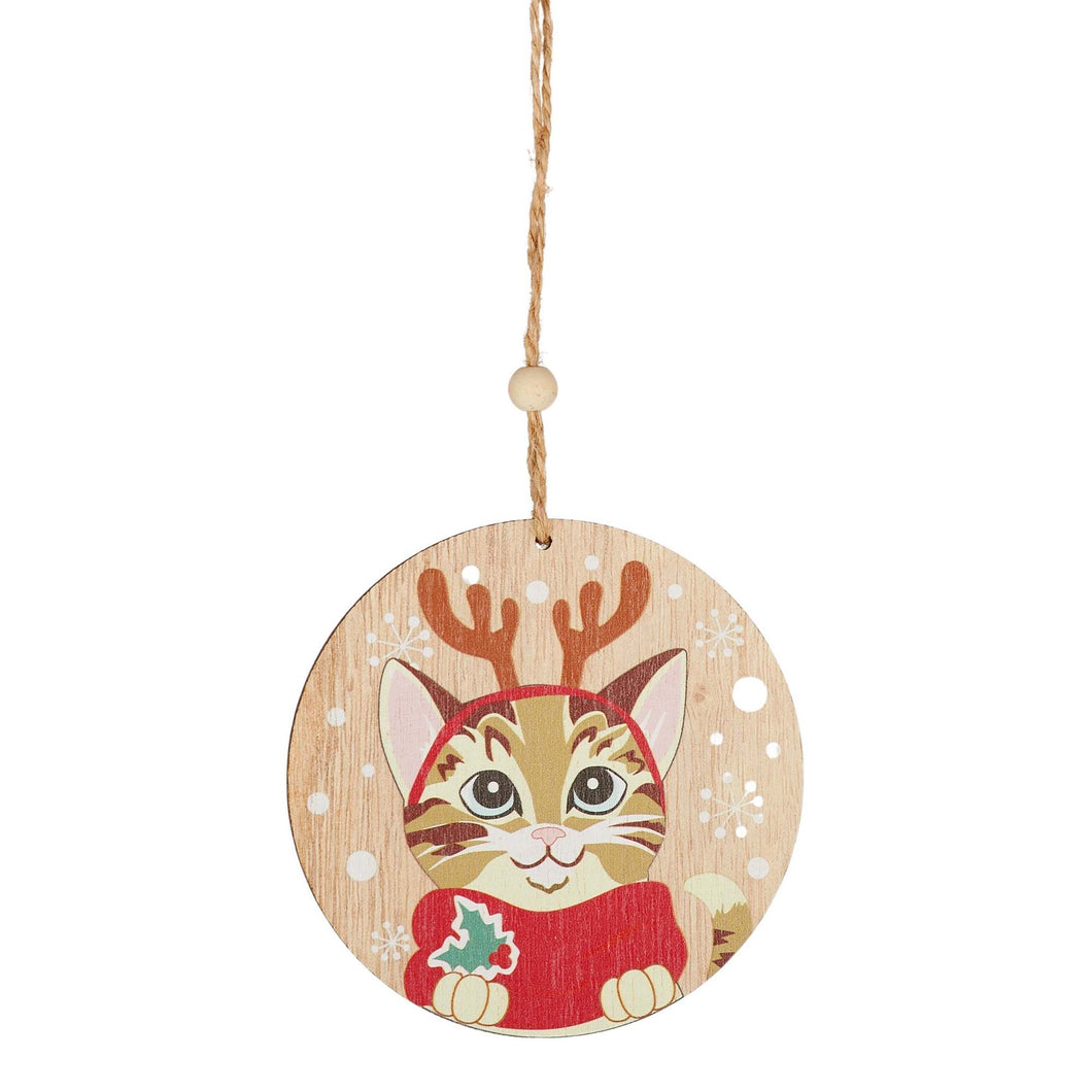 Wooden Hanging Cat Decoration