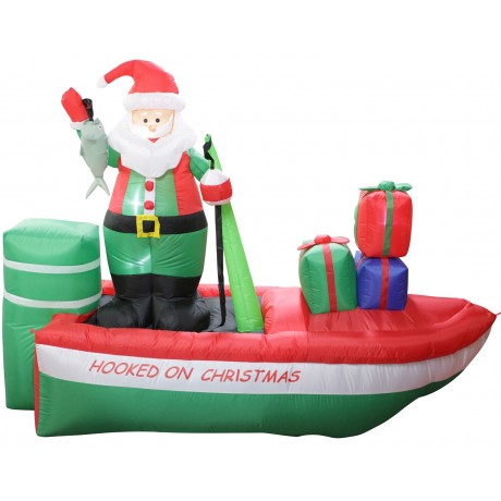 Blow-Up Fishing Santa in Boat