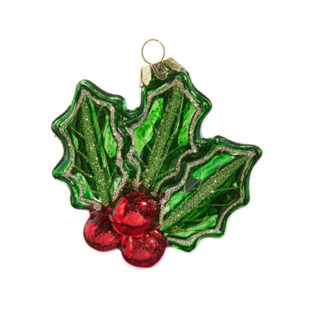 RAZ - Holly Berry Glass Ornament