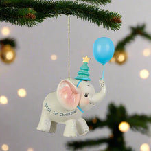 Load image into Gallery viewer, Baby's 1st Christmas Blue Elephant Hanging Ornament
