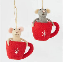 Load image into Gallery viewer, Felt Mice in Teacups- 2 assorted
