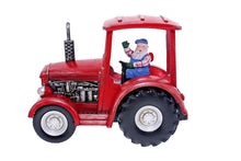Load image into Gallery viewer, Glitter Lantern Santa In red Tractor
