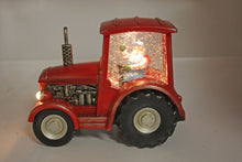 Load image into Gallery viewer, Glitter Lantern Santa In red Tractor
