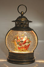 Load image into Gallery viewer, Round Santa in Sleigh Glitter Lantern
