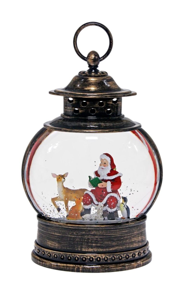Round Santa Storytime Glitter Lantern