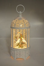 Load image into Gallery viewer, White Bird Cage with Cockatoos Glitter Lantern
