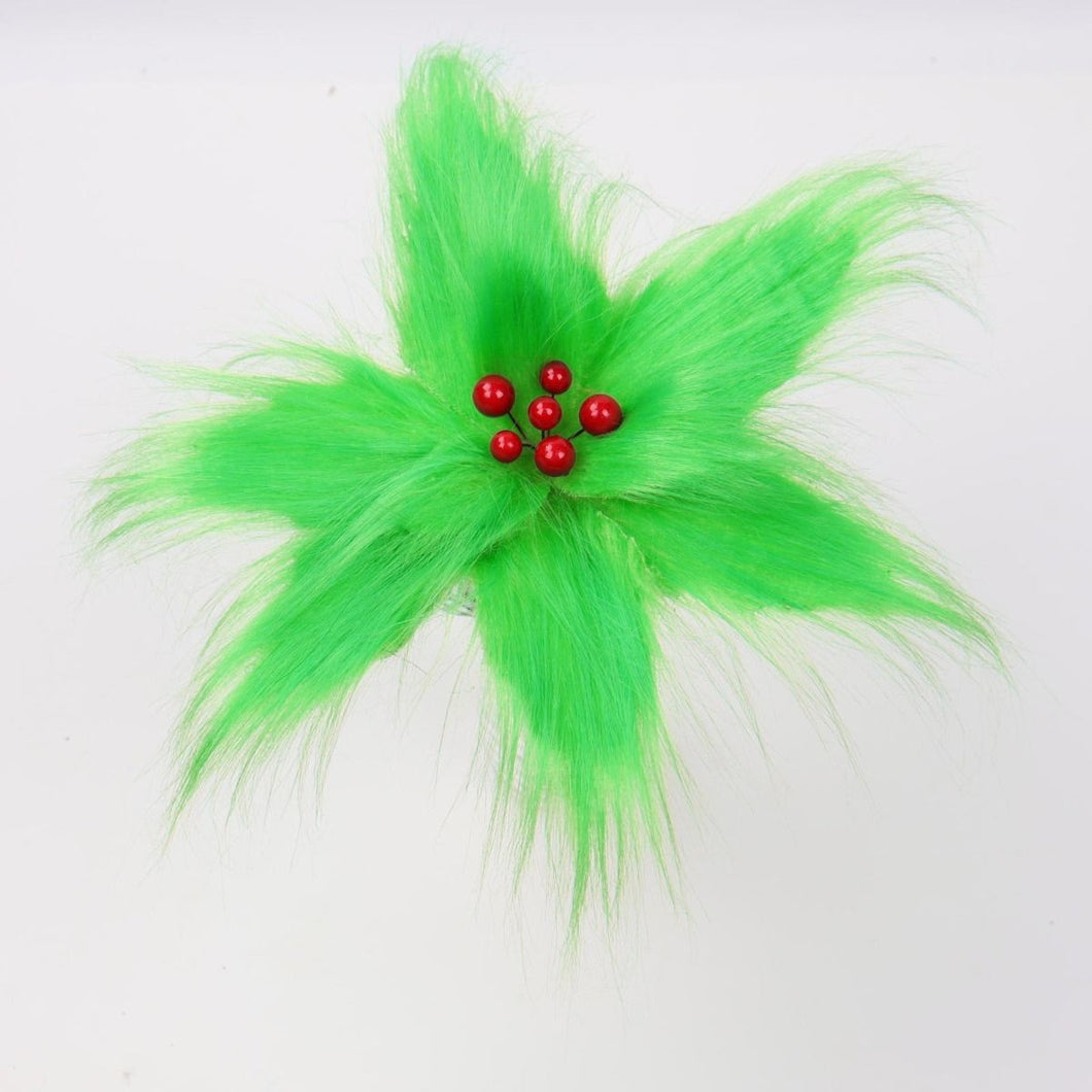Green Furry Flower Grinch Pick
