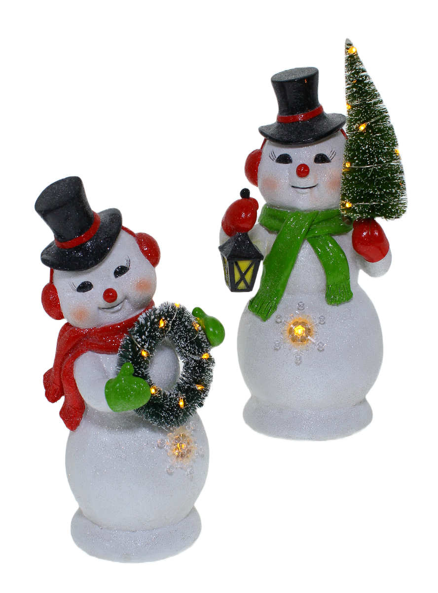 Light Up Vintage Style Frosty Snowmen- 2 Assorted