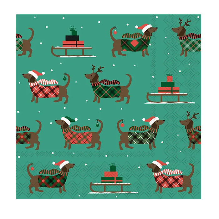 Sausage Dog Christmas Napkin