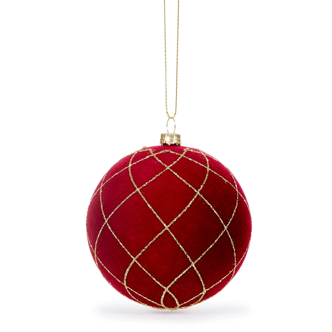 Red Velour Quilted Bauble