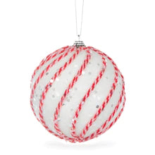 White and Red Sugar Swirl Peppermint Bauble