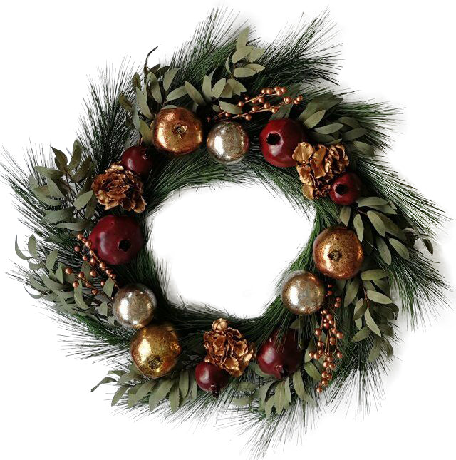 Luxury Burgundy Wreath with Fruits and Gold Berries