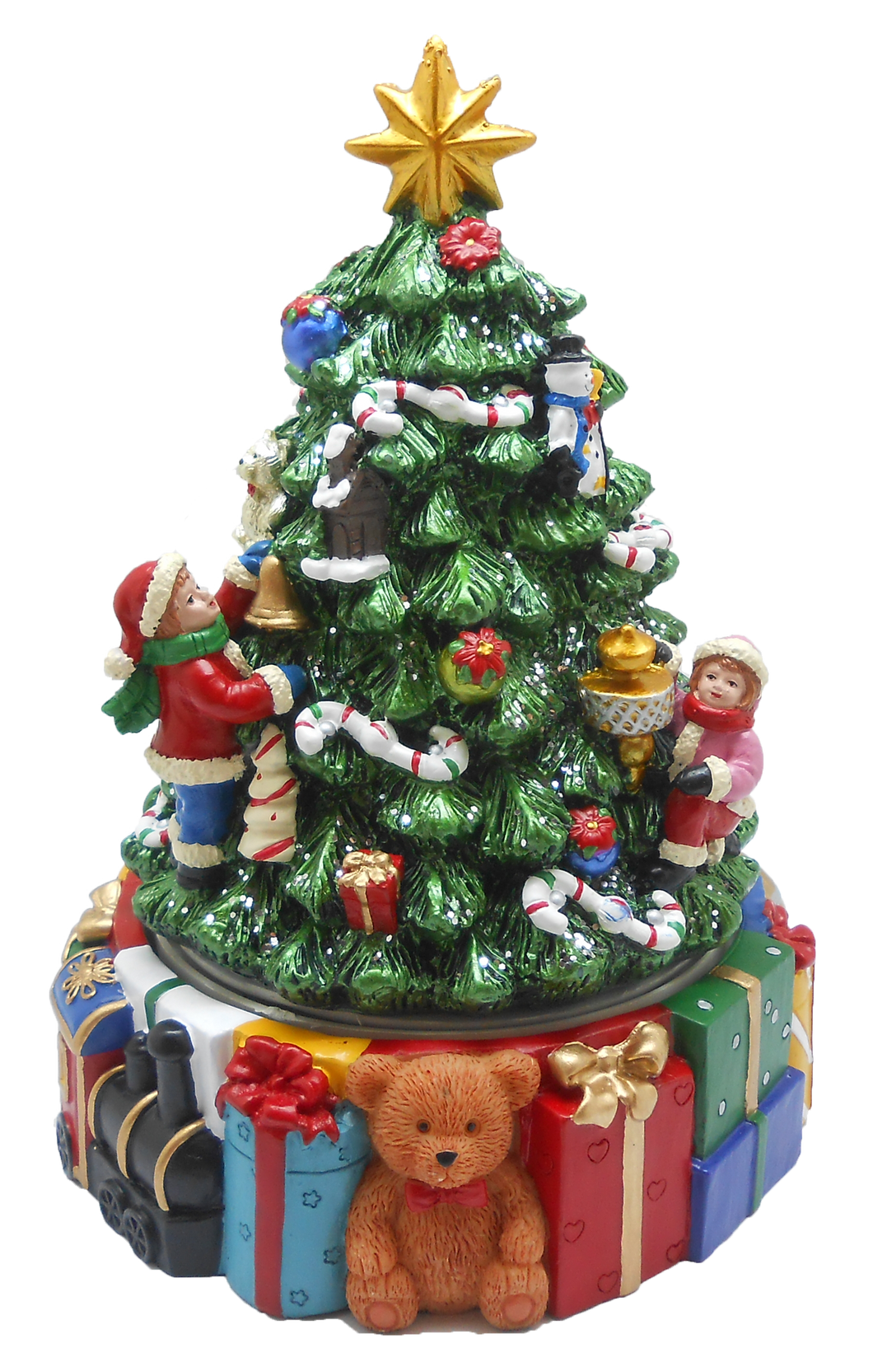 Revolving Christmas Tree Music Box with Wind Up Music