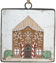 RAZ Gingerbread House Disc Hanging Ornament 4 Assorted