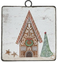 Load image into Gallery viewer, RAZ Gingerbread House Disc Hanging Ornament 4 Assorted
