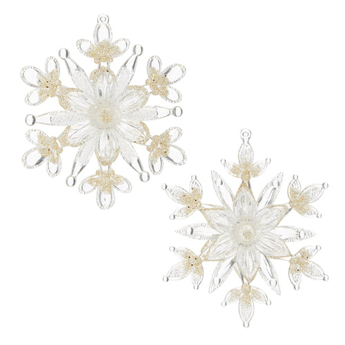 RAZ- Gold Glittered Snowflake Hanging Ornament