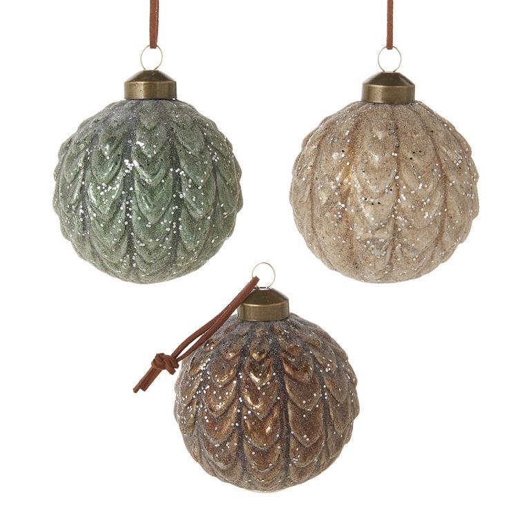 RAZ Holiday House -  Pinecone Bauble 3 Assorted