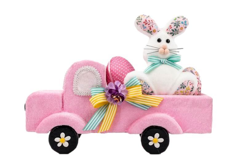 Pink Pick-up Truck with Bunny