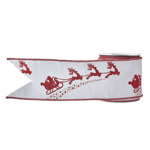 RAZ Ribbon - Santa in sleigh & Reindeer Ribbon