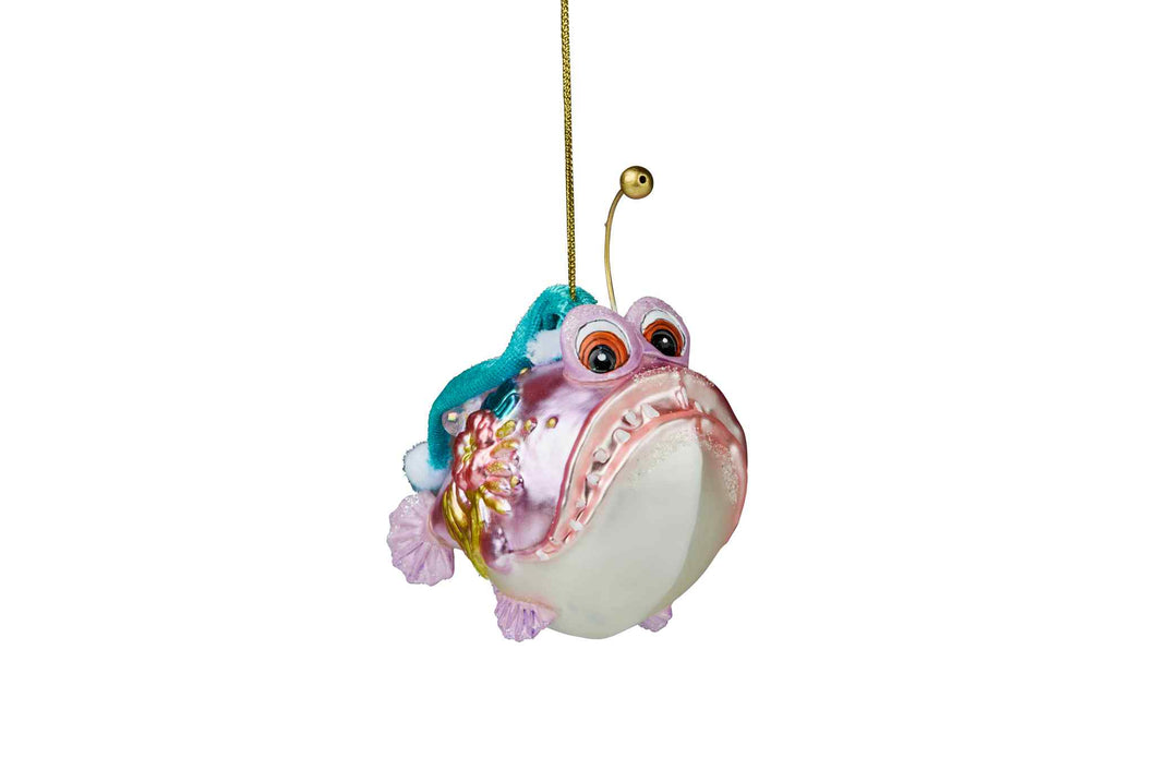 Glass Piranha Fish Hanging Christmas Decoration