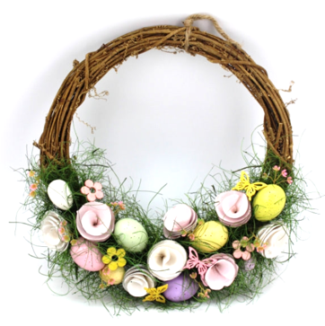 Easter Half Wreath With Florals, Eggs and Butterflies