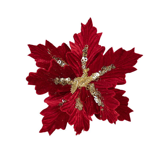Clip on Poinsettia Burg with Gold Centre