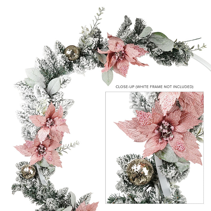 Frosted Pink Poinsettia Garland