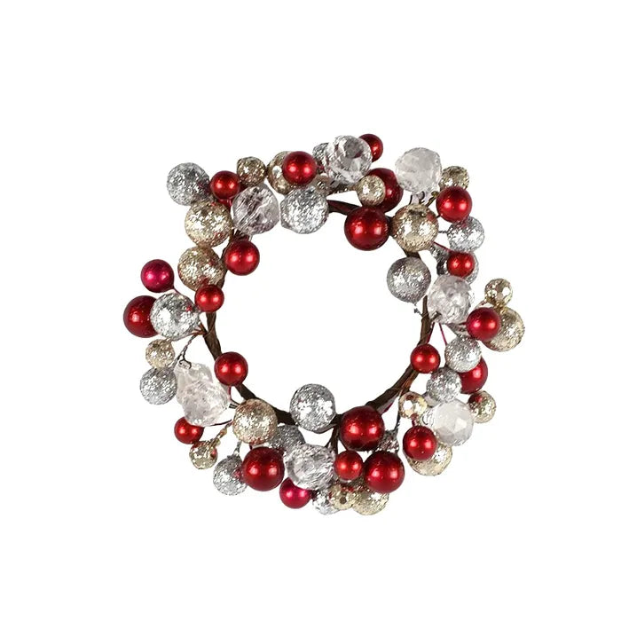Beaded Candle Ring-Silver, Gold & Red