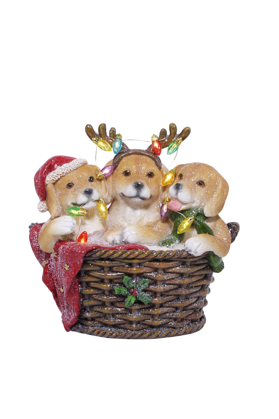 Dogs in a Basket with LED Lights